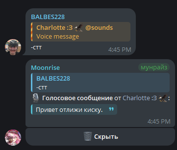 пример расшифровки голосового сообщения